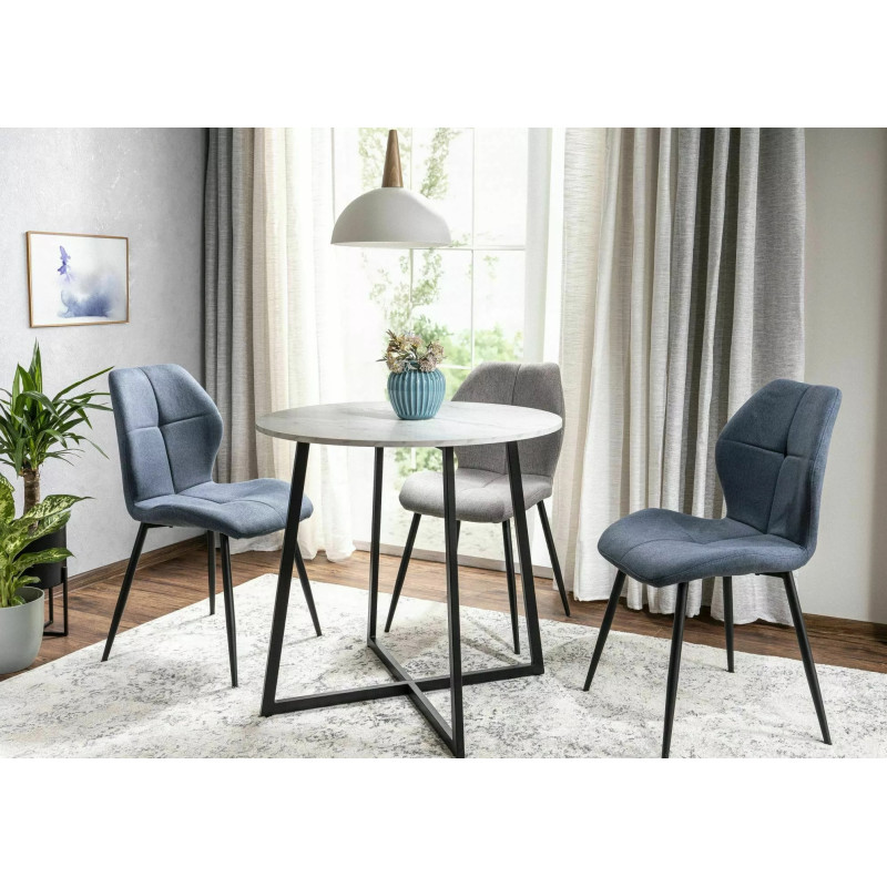 STÓŁ LUNA BIAŁY EFEKT MARMURU/CZARNY FI90