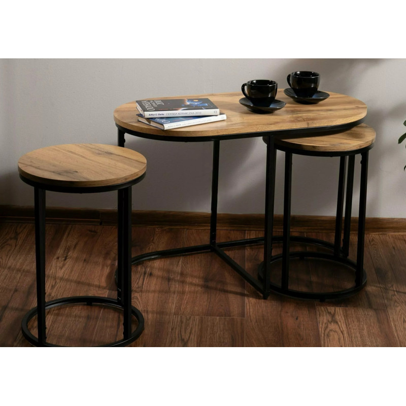 ŁAWA TWIX DĄB ARTISAN/CZARNY (ZESTAW)