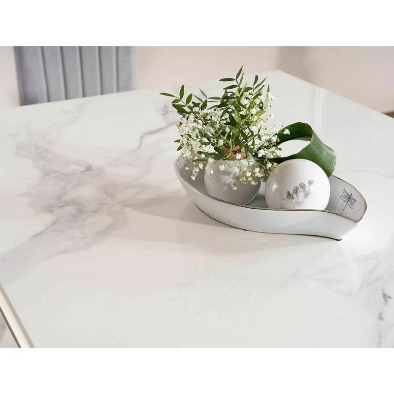 STÓŁ PRINCE CERAMIC BIAŁY CALACATTA/CHROM 150X90