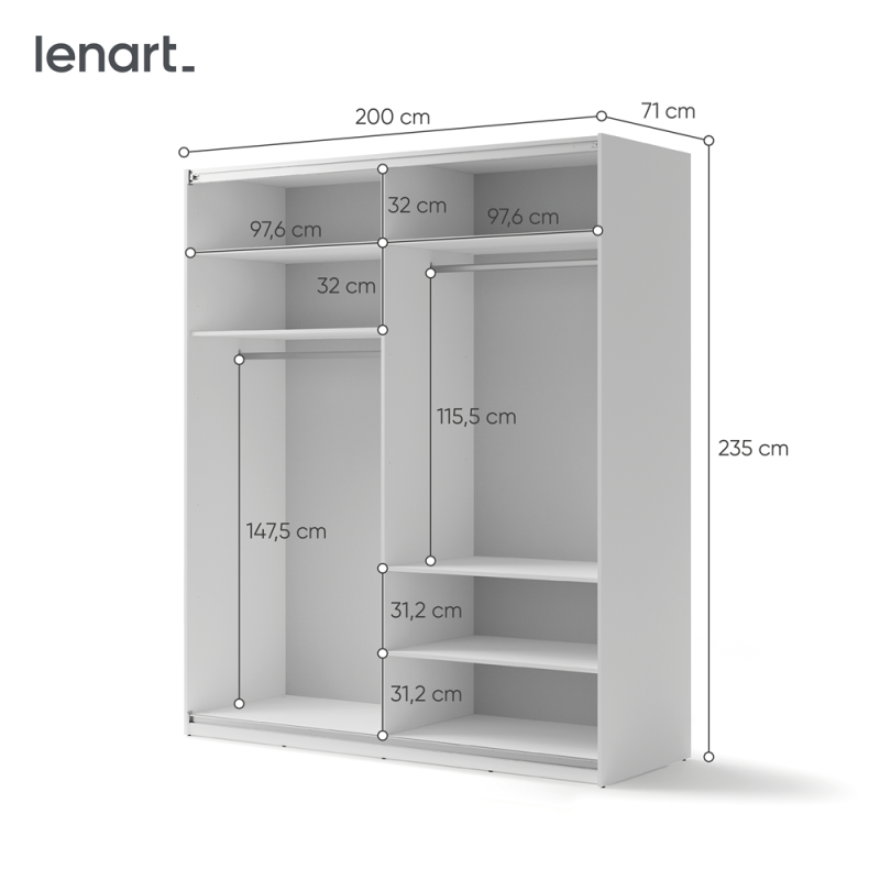 Szafa przesuwna z lustrem Maxi MX-04 Lenart Kolekcja Maxi