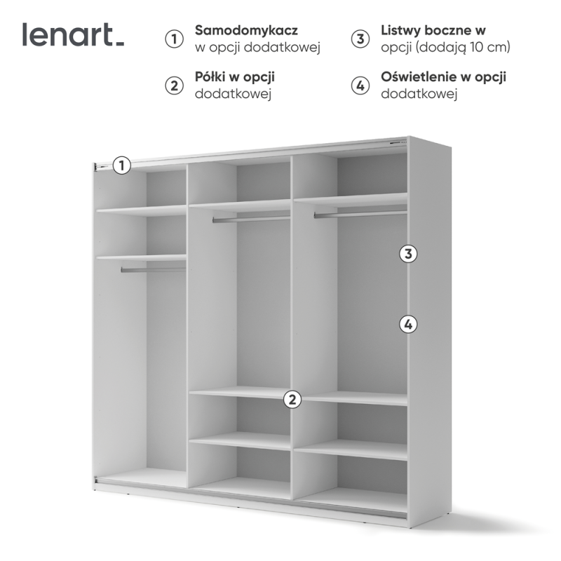 Szafa przesuwna z lustrem Maxi MX-06 Lenart Kolekcja Maxi
