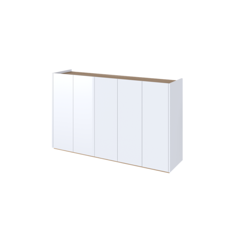 EASY EA-01 - komoda 5d z oświetleniem - biały połysk/dąb scandi