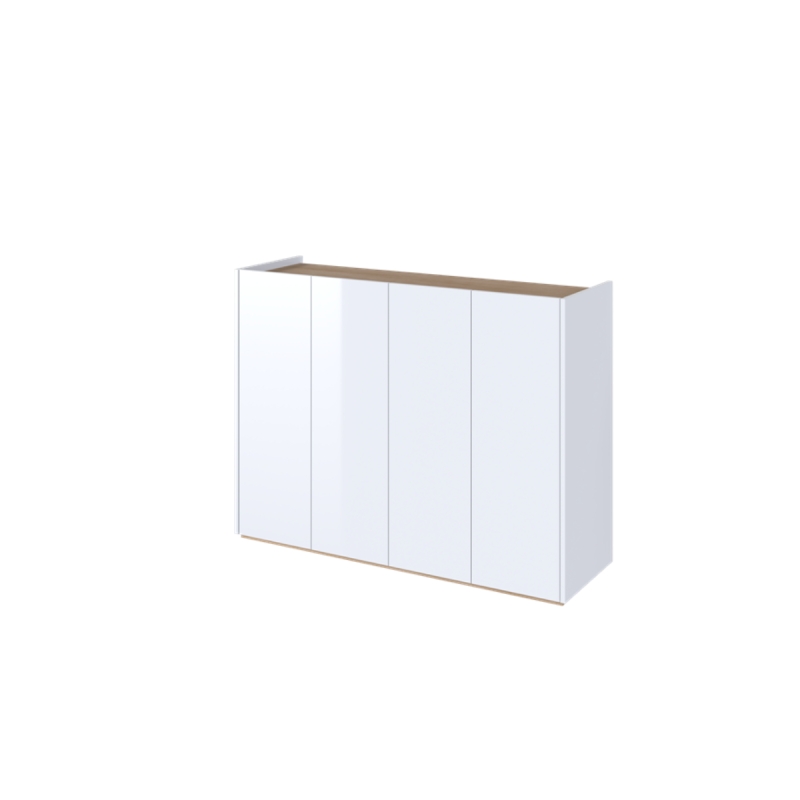 EASY EA-02 - komoda 4d z oświetleniem - biały połysk/dąb scandi