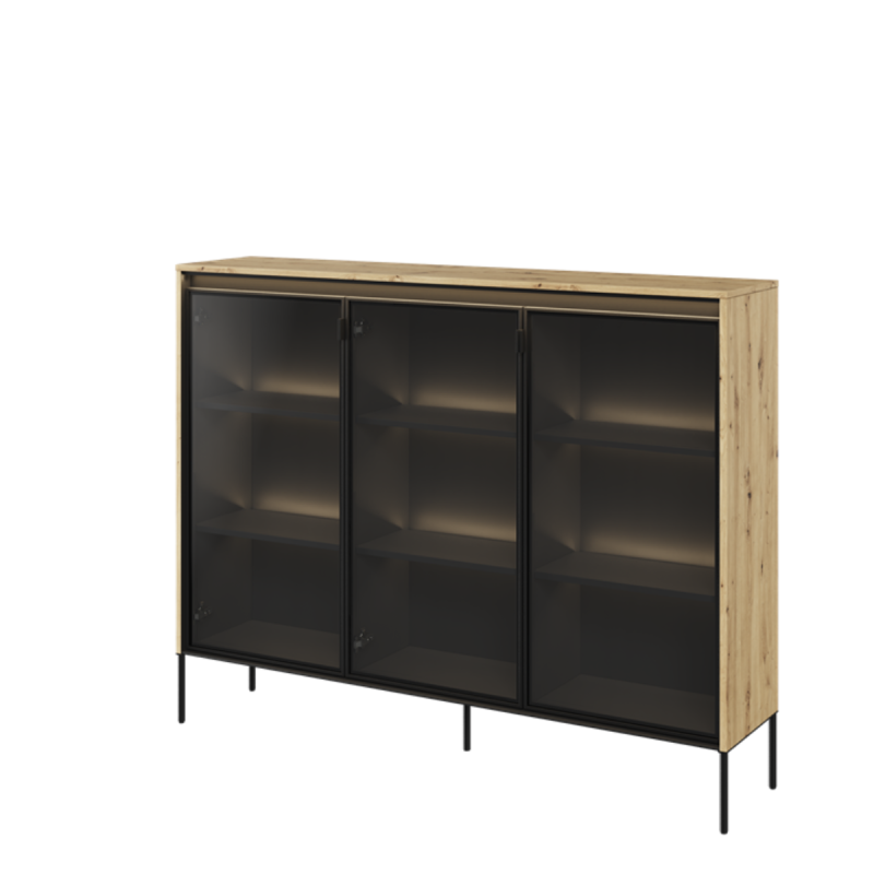 Witryna Trend TR8DAC Dąb Artisan czarna Lenart