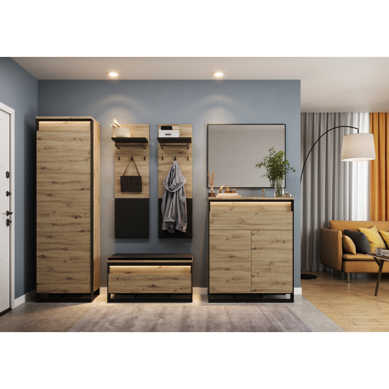 Szafa QG-01 z oświetleniem - dąb artisan/czarny