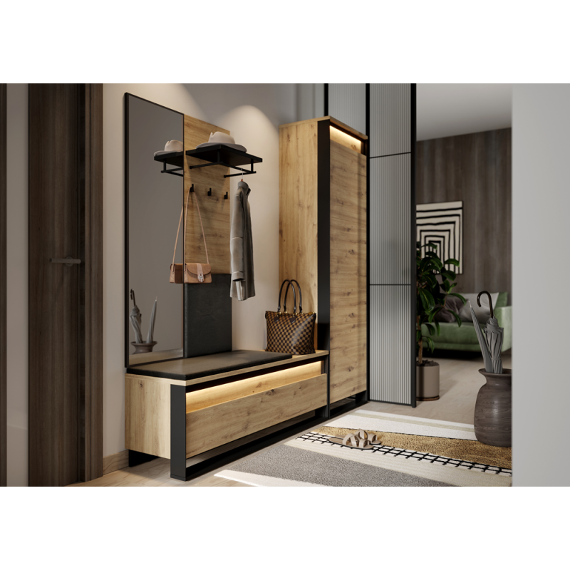 Wieszak QG-07 dąb artisan/czarny