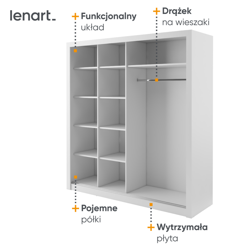 Szafa przesuwna z lustrem Idea ID-12 Lenart Kolekcja Idea