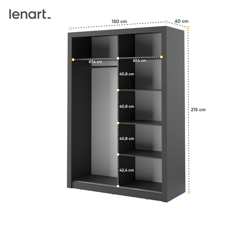 Szafa przesuwna z lustrem Arti AR-04 Lenart Kolekcja Arti