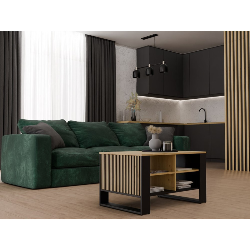 Ława Modern 4P Slim Dąb Artisan Czarny