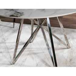 Okrągły stół Murano biały/chrom FI120