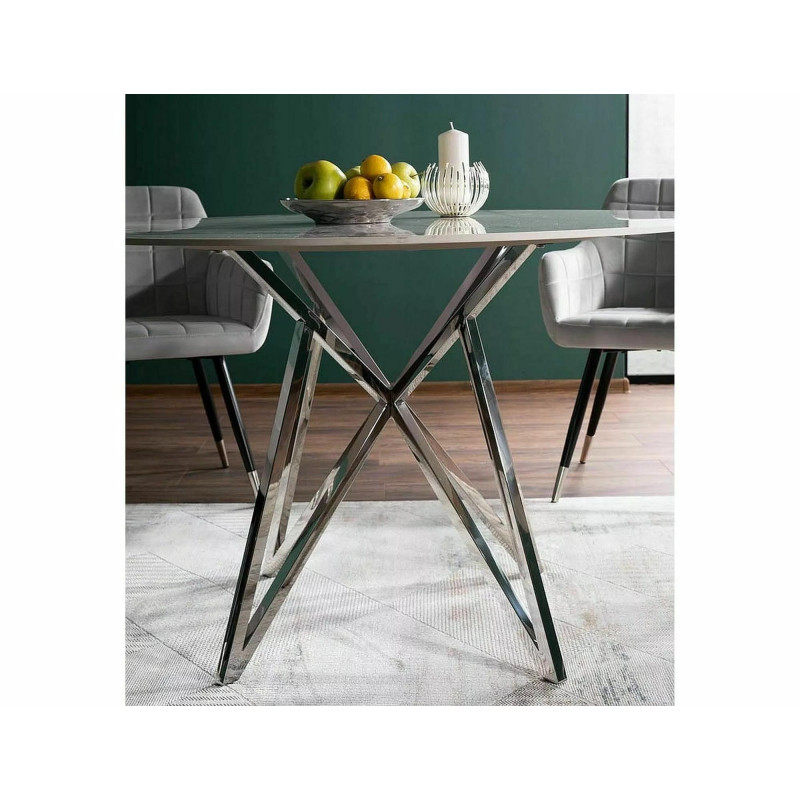 Okrągły stół Murano biały/chrom FI120