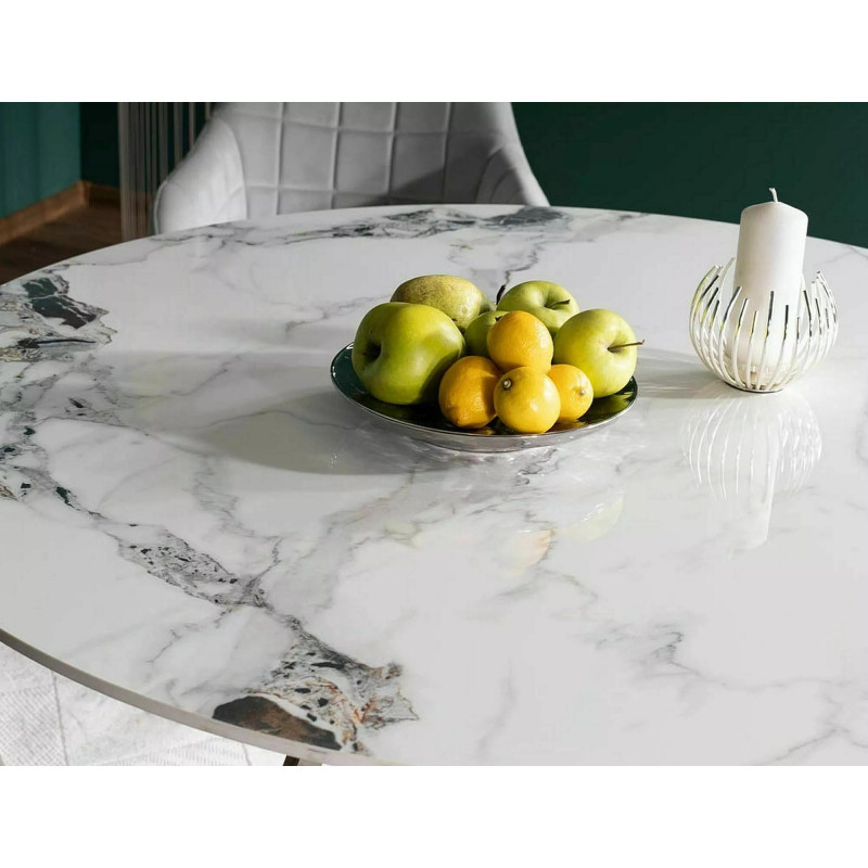 Okrągły stół Murano biały/chrom FI120