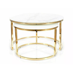 ŁAWA MUSE II BIAŁY EFEKT MARMURU/ZŁOTY (ZESTAW)