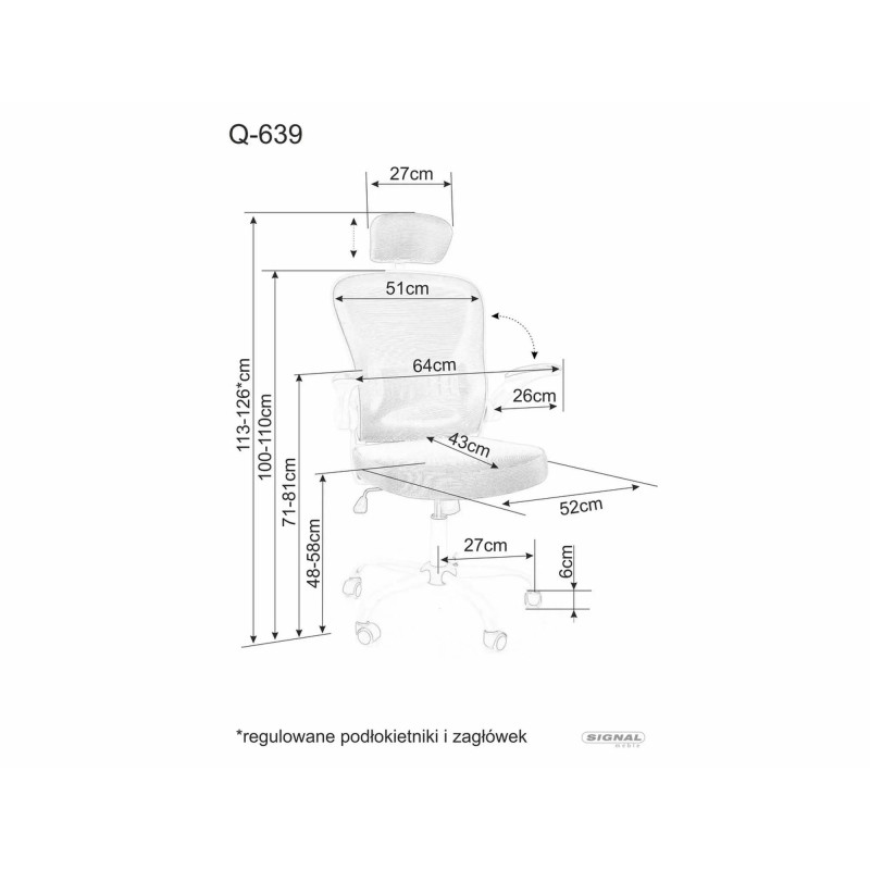 FOTEL OBROTOWY Q-639 SZARY