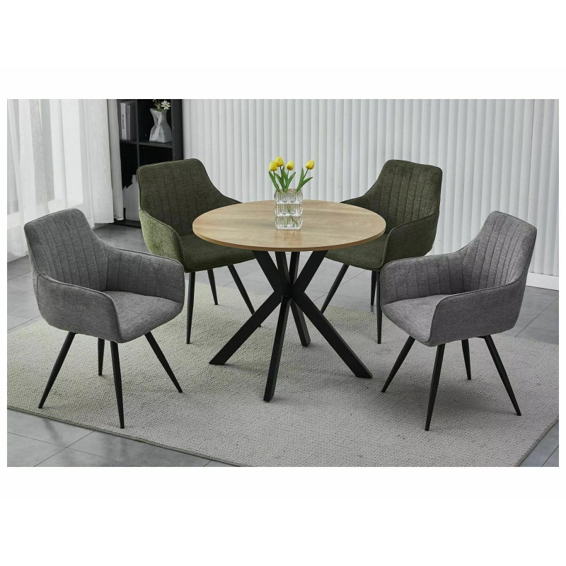 STÓŁ TALIA II DĄB/CZARNY MAT FI 90