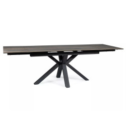 Rozkładany stół Columbus Ceramic brązowy efekt drewna/czarny 160(240)x90
