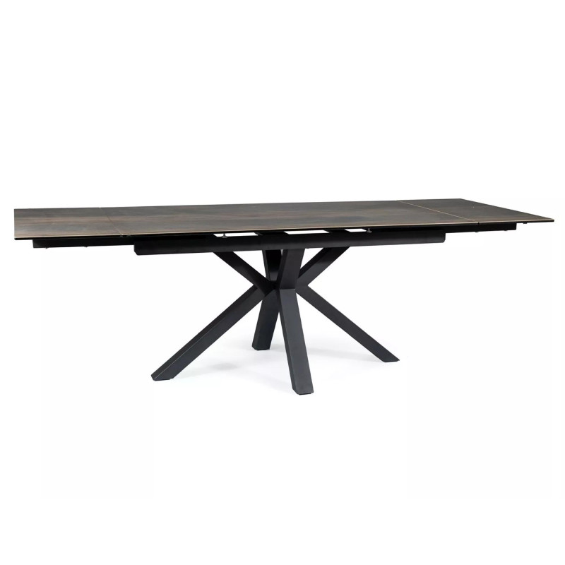 Rozkładany stół Columbus Ceramic brązowy efekt drewna/czarny 160(240)x90