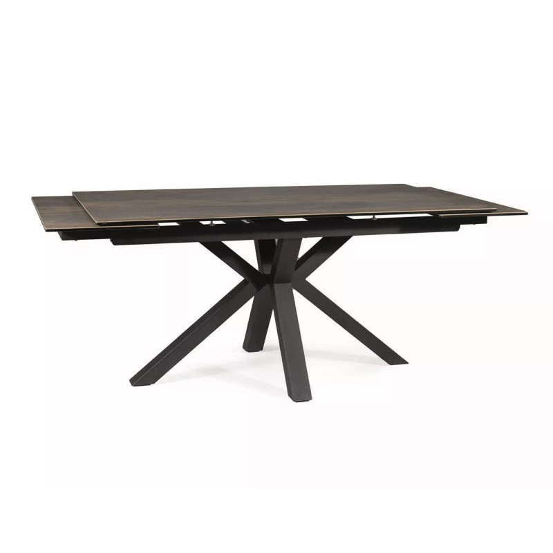 Rozkładany stół Columbus Ceramic brązowy efekt drewna/czarny 160(240)x90