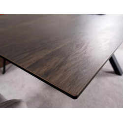 Rozkładany stół Columbus Ceramic brązowy efekt drewna/czarny 160(240)x90