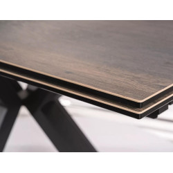 Rozkładany stół Columbus Ceramic brązowy efekt drewna/czarny 160(240)x90