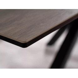 Rozkładany stół Columbus Ceramic brązowy efekt drewna/czarny 160(240)x90