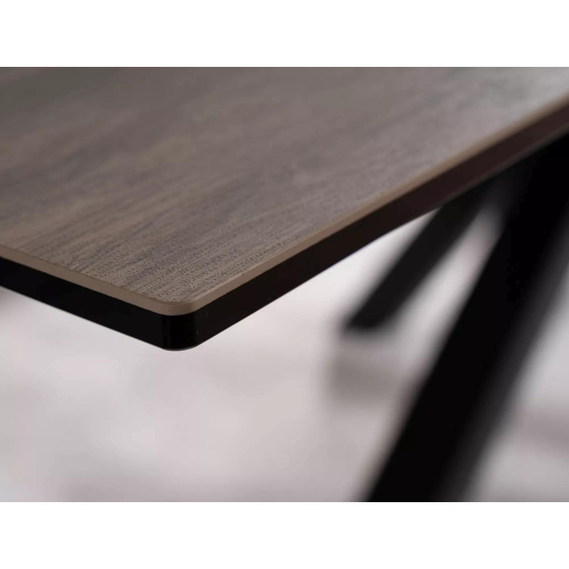 Rozkładany stół Columbus Ceramic brązowy efekt drewna/czarny 160(240)x90