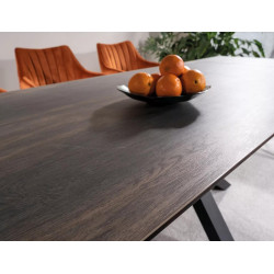 Rozkładany stół Columbus Ceramic brązowy efekt drewna/czarny 160(240)x90