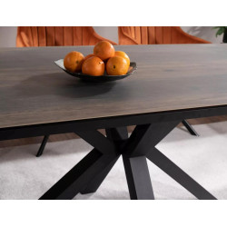 Rozkładany stół Columbus Ceramic brązowy efekt drewna/czarny 160(240)x90