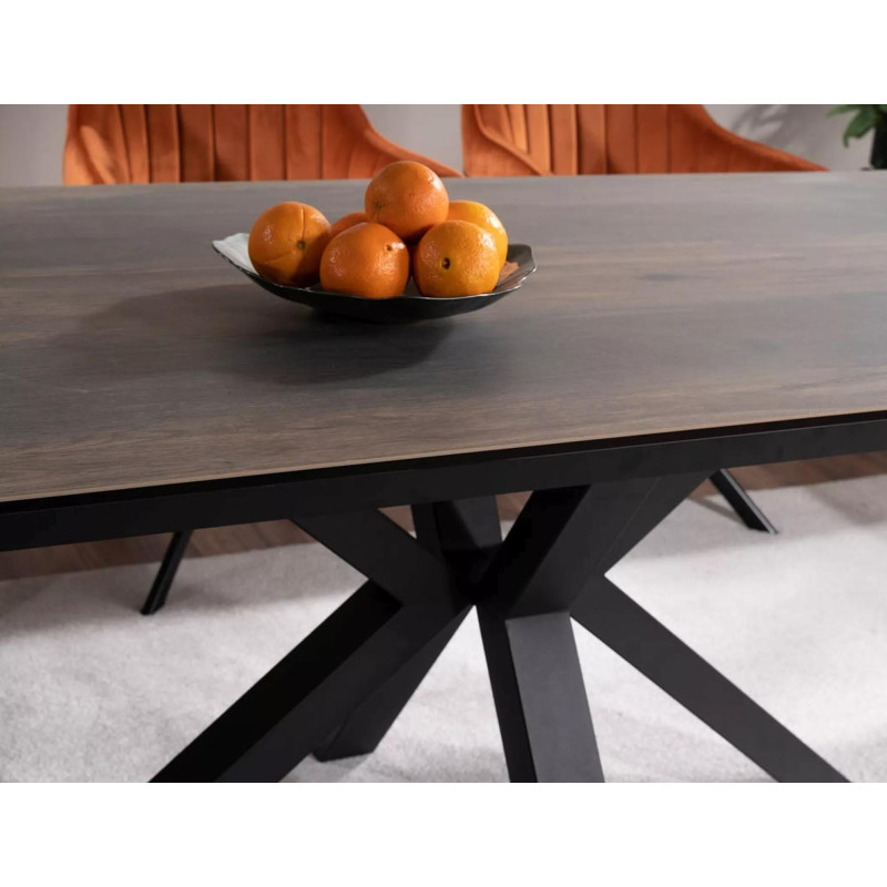 Rozkładany stół Columbus Ceramic brązowy efekt drewna/czarny 160(240)x90