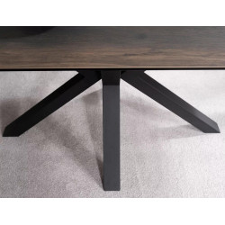 Rozkładany stół Columbus Ceramic brązowy efekt drewna/czarny 160(240)x90