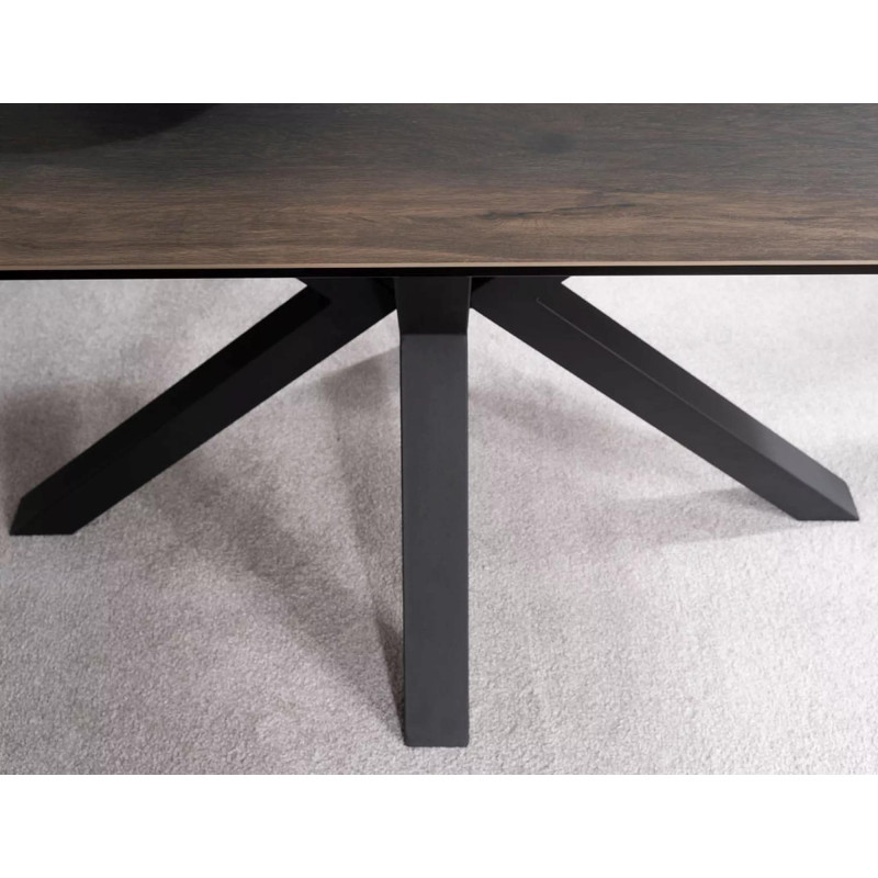 Rozkładany stół Columbus Ceramic brązowy efekt drewna/czarny 160(240)x90