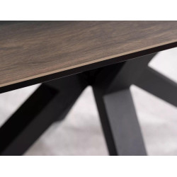 Rozkładany stół Columbus Ceramic brązowy efekt drewna/czarny 160(240)x90