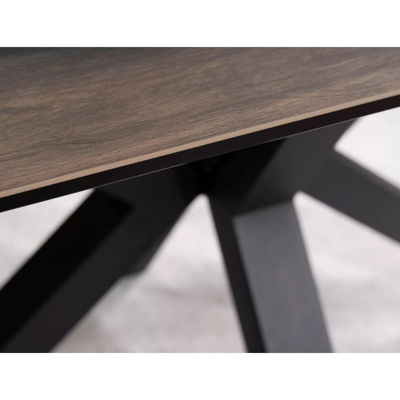 Rozkładany stół Columbus Ceramic brązowy efekt drewna/czarny 160(240)x90