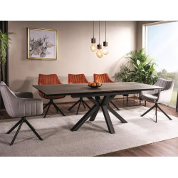 Rozkładany stół Columbus Ceramic brązowy efekt drewna/czarny 160(240)x90