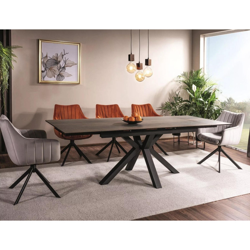 Rozkładany stół Columbus Ceramic brązowy efekt drewna/czarny 160(240)x90