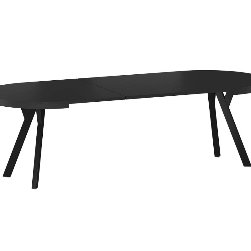 Rozkładany stół Domingo okleina naturalna czarny/czarny fi 100(100-250)