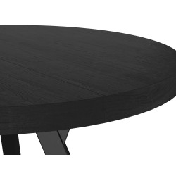 Rozkładany stół Domingo okleina naturalna czarny/czarny fi 100(100-250)
