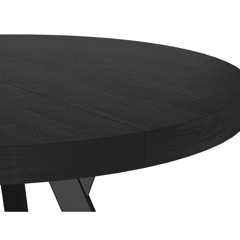 Rozkładany stół Domingo okleina naturalna czarny/czarny fi 100(100-250)