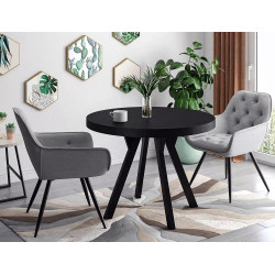 Rozkładany stół Domingo okleina naturalna czarny/czarny fi 100(100-250)