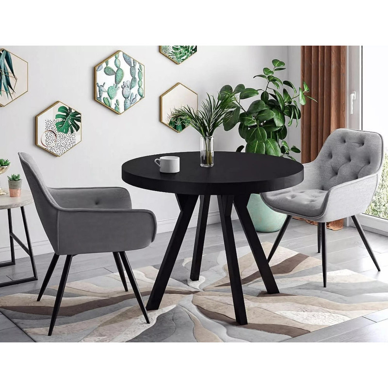 Rozkładany stół Domingo okleina naturalna czarny/czarny fi 100(100-250)