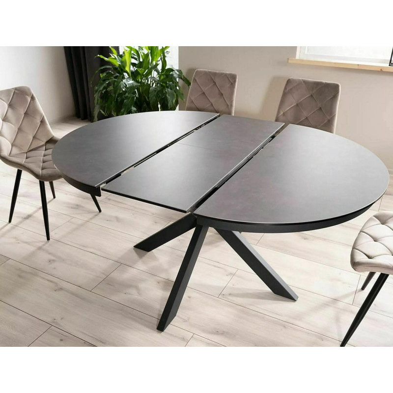 Nowoczesny stół Porto Ceramic ciemny szary/czarny mat 120(160)x120