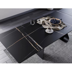 Ceramiczny stół Diuna Ceramic czarny sahara noir/czarny mat (160-240)x90