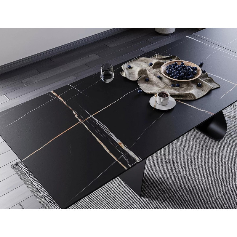 Ceramiczny stół Diuna Ceramic czarny sahara noir/czarny mat (160-240)x90