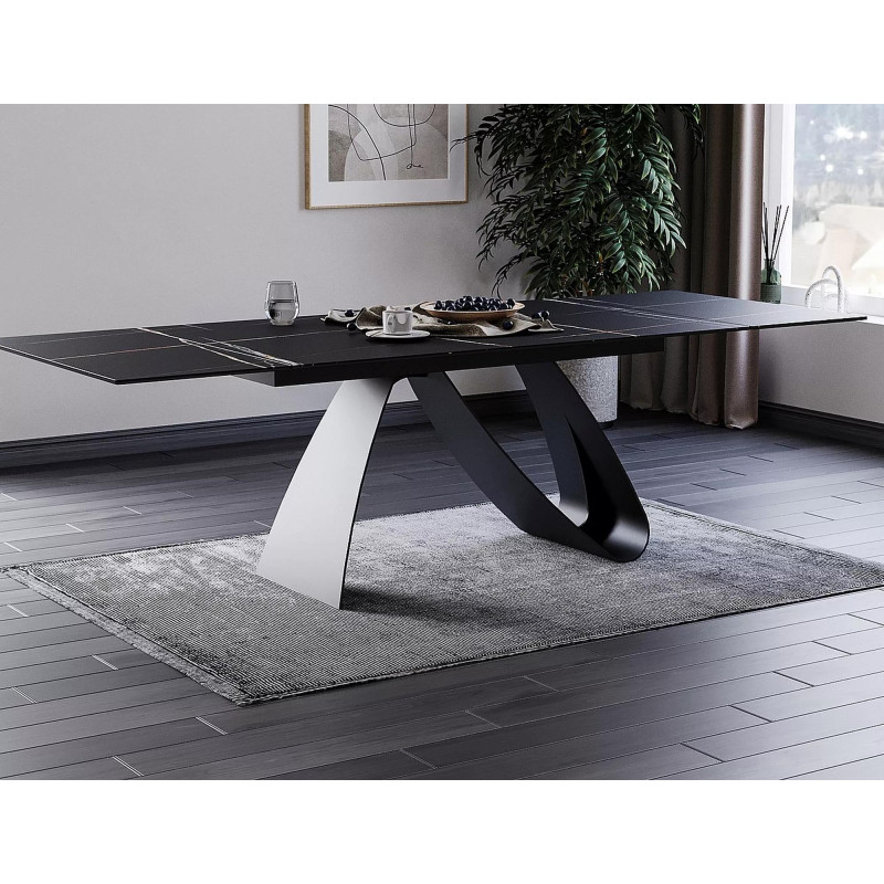 Ceramiczny stół Diuna Ceramic czarny sahara noir/czarny mat (160-240)x90