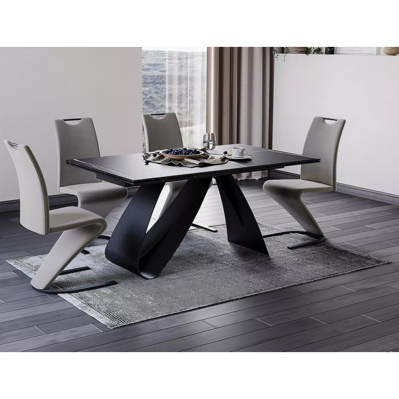 Ceramiczny stół Diuna Ceramic czarny sahara noir/czarny mat (160-240)x90