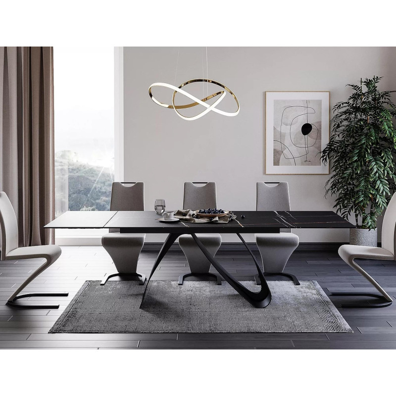 Ceramiczny stół Diuna Ceramic czarny sahara noir/czarny mat (160-240)x90