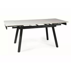 Rozkładany stół ceramiczny John biały/czarny stelaż 120(180)X85