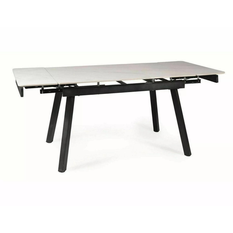 Rozkładany stół ceramiczny John biały/czarny stelaż 120(180)X85