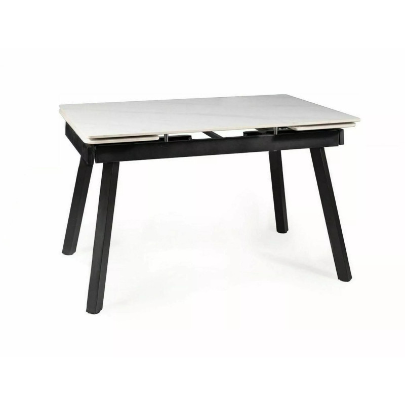 Rozkładany stół ceramiczny John biały/czarny stelaż 120(180)X85