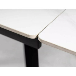 Rozkładany stół ceramiczny John biały/czarny stelaż 120(180)X85
